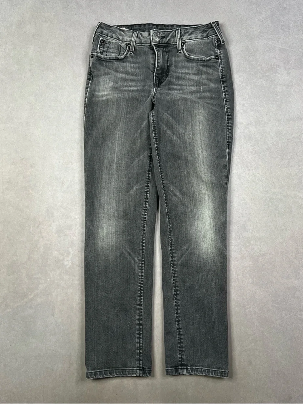 Classic Women's Black Washed Straight Jeans - Picture 1 of 4